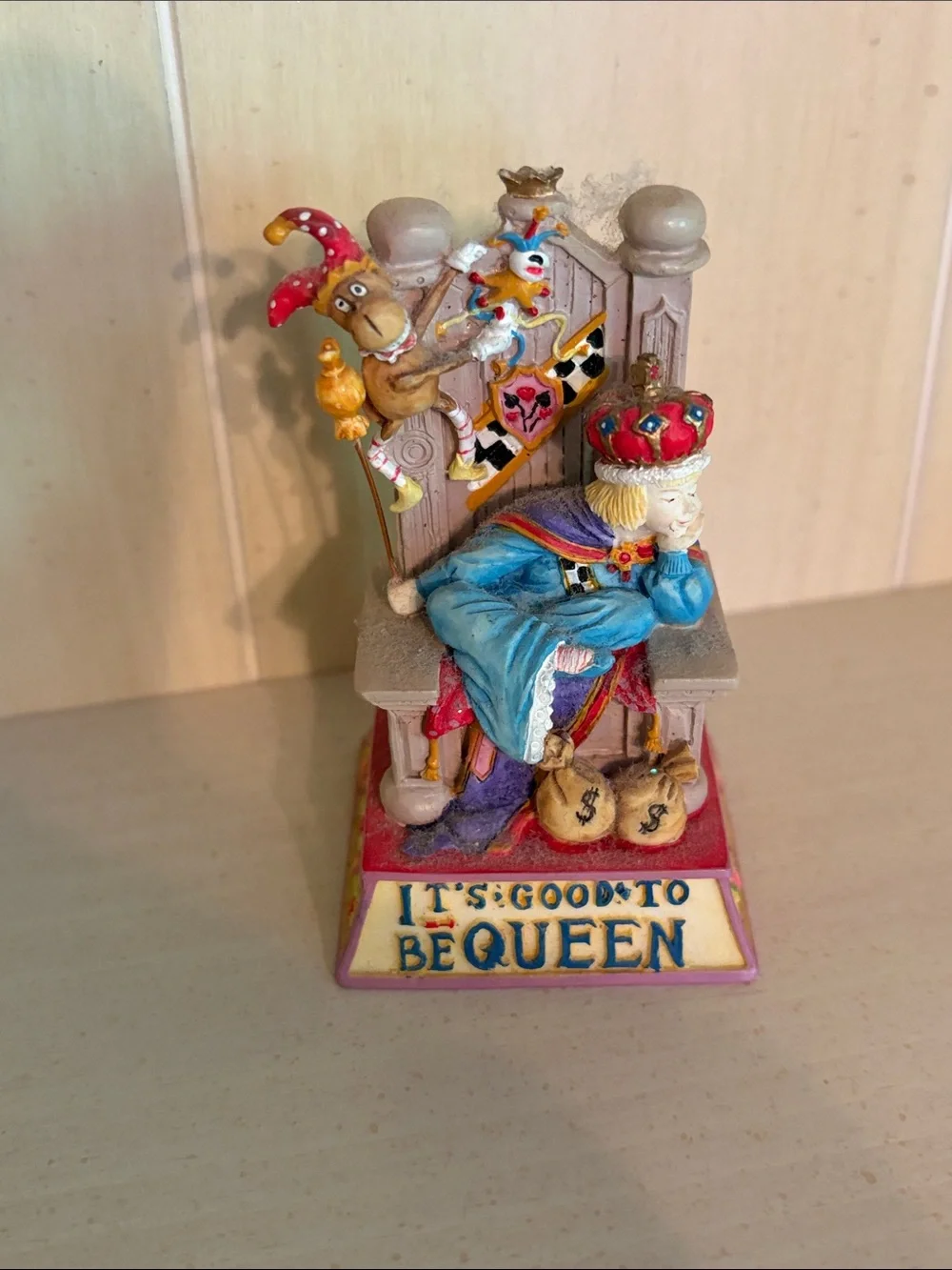 Mary Engelbreit Blue and Red Queen Figurine on Throne